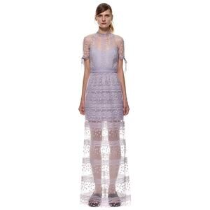 NWT $540 Self-Portrait Lace Purple Maxi Dress - US 8 / UK 12